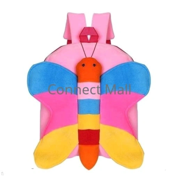 SRMAJI STORE Canvas Printed Single Compartments Backpacks/SchoolBag/Picnic Bag For Kids/Children/Baby - Free Size, Pink, Velvet, Pack of1